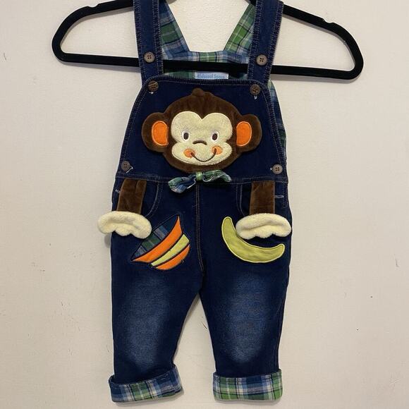 Vintage Kidschool Space Unisex Baby Jumpsuit 6-12 Months Navy Monkey Embroidered - Picture 2 of 7